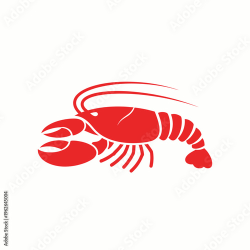 A detailed illustration of a single vibrant red lobster with intricate detailing