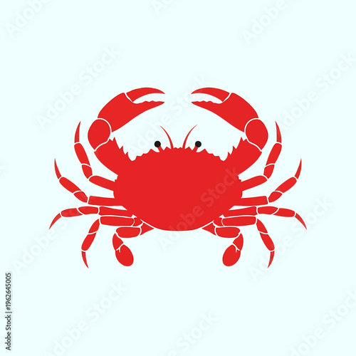 A striking red crab, captured in a flat, illustrative style, isolated with a simplistic aesthetic. Perfect for design elements or thematic projects