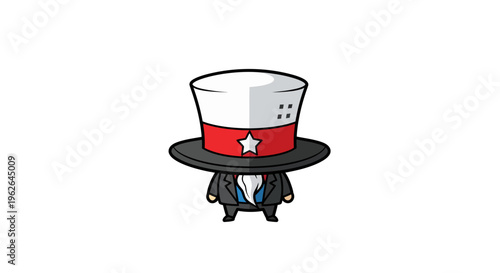 Uncle Sam Cartoon Vector Illustration, Patriotic Design for Independence Day, USA