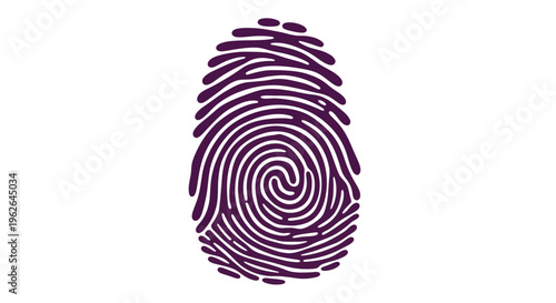 Unique identity symbol: Illustration of an isolated purple fingerprint on clean white backdrop