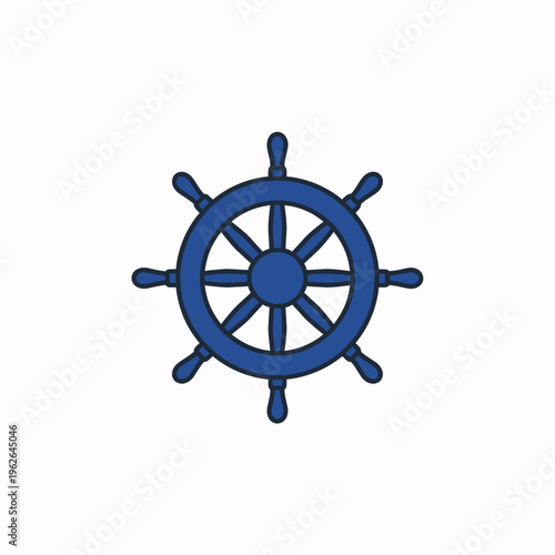 Nautical Compass on white background. This image features a blue helm, evoking feelings of adventure, navigation and nautical theme