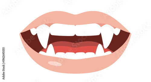 Vampire teeth Vector Illustration, flat design, Halloween concept, spooky, dental health