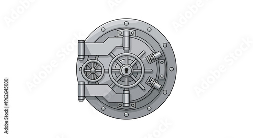 Vault door vector illustration, security concept, flat design, financial safety, bank protection