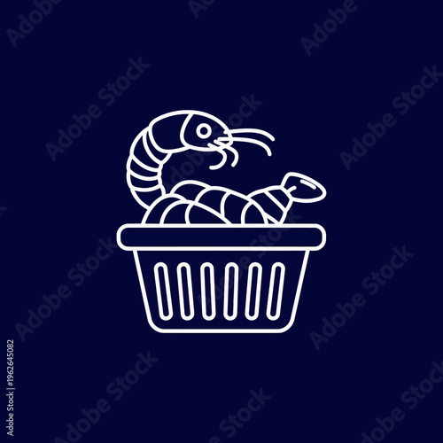 Shrimp basket icon, a simple illustration of fresh seafood