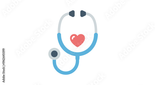 Vector illustration featuring a stethoscope with a symbolic heart representing healthcare