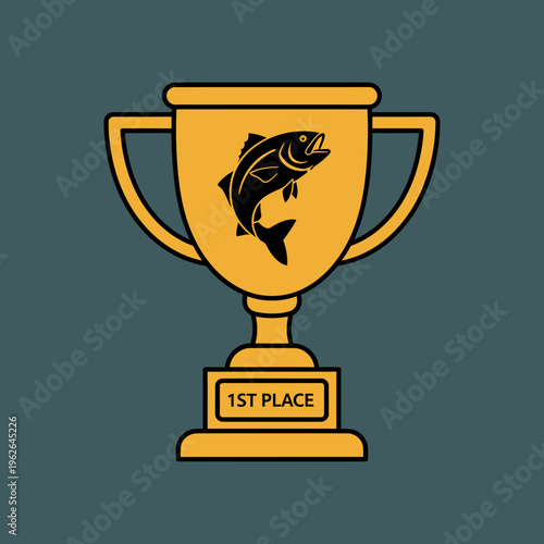 A trophy depicting a leaping fish, symbolizing a first-place prize