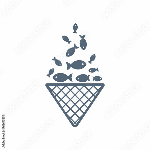 An illustration of fish jumping into a fishing net