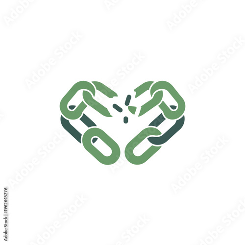 Broken heart-shaped chain symbolizing freedom from pain, emotional healing, and overcoming hardship