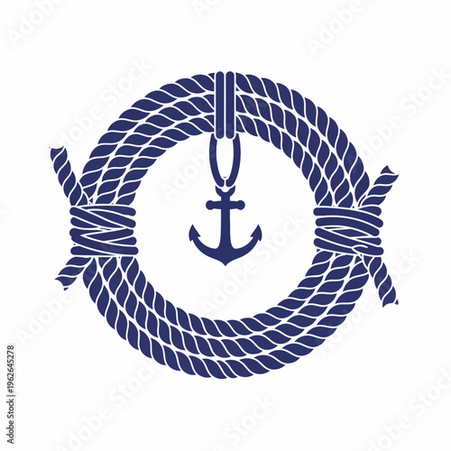 Nautical rope with anchor in the middle, creating a timeless and sophisticated symbol