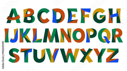 Multicolored Alphabet Letters on White. EPS Editable. Vector Illustrations.