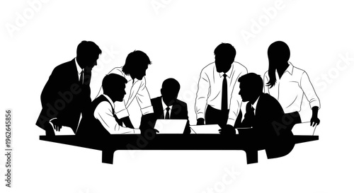 Business team working together around a conference table