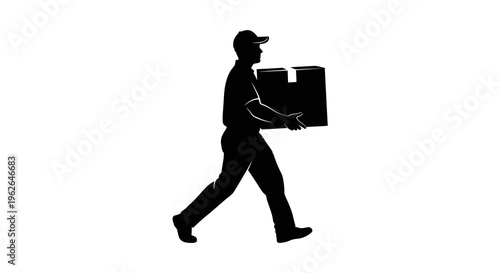 Delivery man carrying large boxes in a walking position
