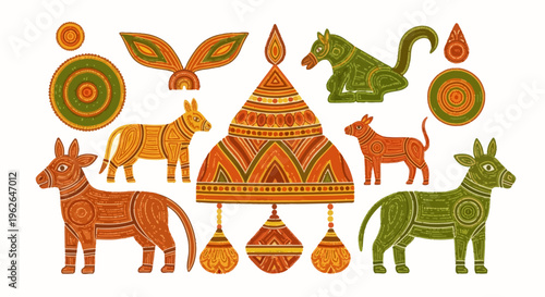 Colorful illustration of various animals. EPS Editable. Vector Illustrations.