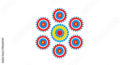 Colorful Gears Interconnected System. EPS Editable. Vector Illustrations.