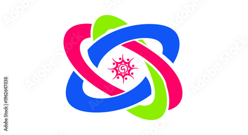 Colorful Interconnected Rings Logo Design. EPS Editable. Vector Illustrations.