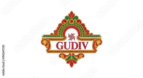 Gudiv logo with decorative elements. EPS Editable. Vector Illustrations.