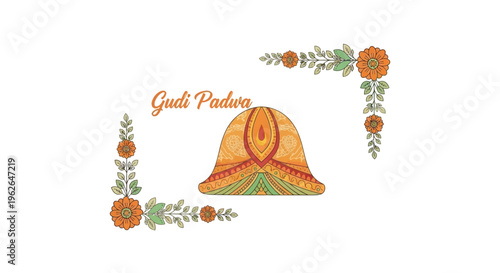 Gulti Padma Lotus Flower Decoration. EPS Editable. Vector Illustrations.