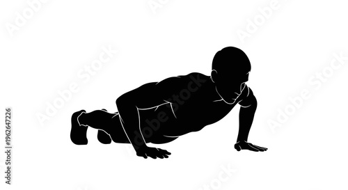 Man doing push-ups in a vector graphic illustration