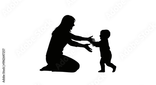 Mother and baby share a tender moment in silhouette form