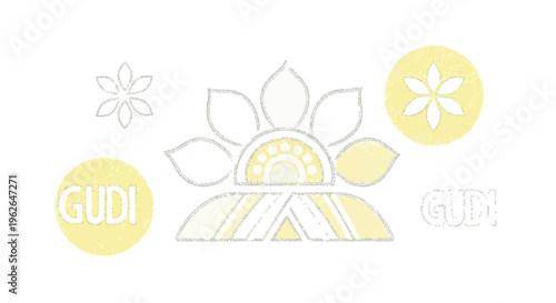 Sun logo with flower petals design. EPS Editable. Vector Illustrations.
