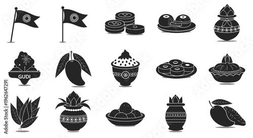Traditional Indian Clay Earthen Pots. EPS Editable. Vector Illustrations.