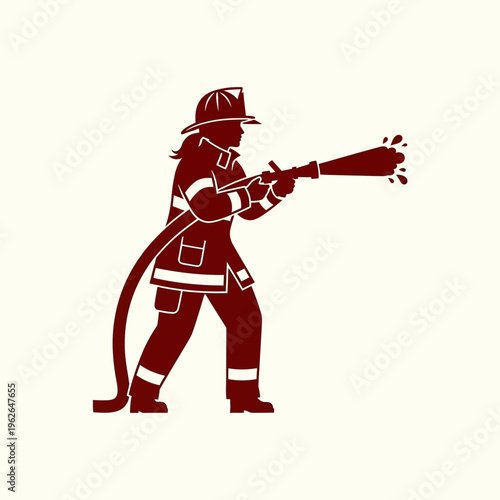 Firefighter in action spraying water.