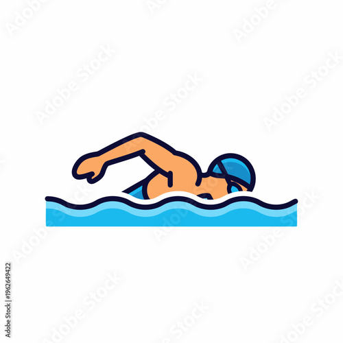 A vibrant illustration of a swimmer gracefully gliding through the water