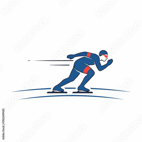 Speed skater in action, racing on ice, creating fast motion effect
