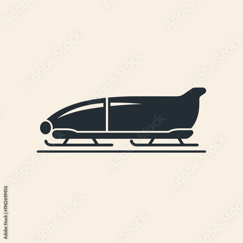 Sleek bobsleigh silhouette on a minimalist background, embodying speed and precision