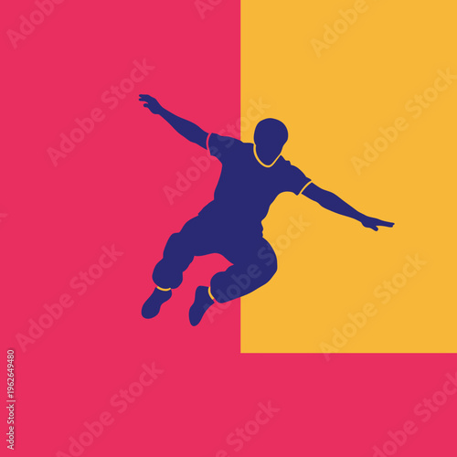 A silhouette of a person in mid-air performing parkour against a vibrant background