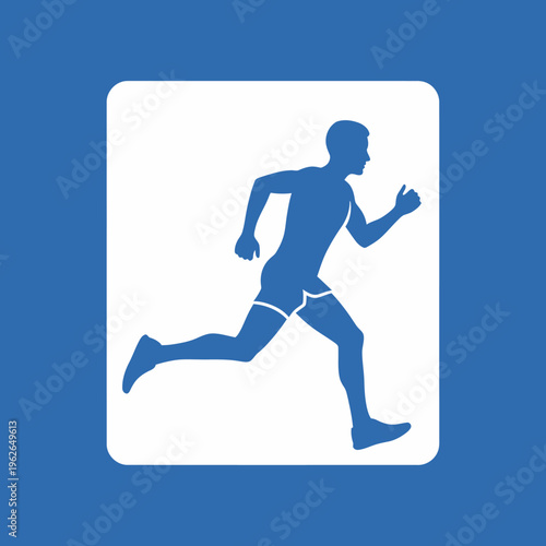 A runner silhouette in motion on a blue background