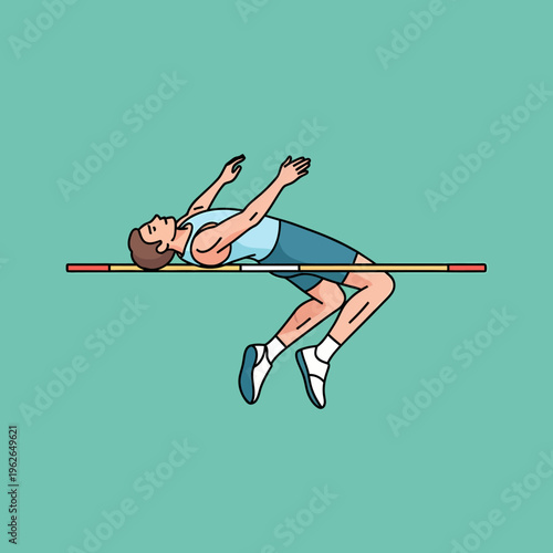 High jumper clearing the bar in an athletic competition, showcasing skill, and determination