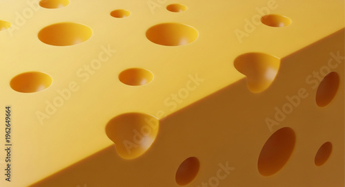 Swiss Cheese Slice Closeup.