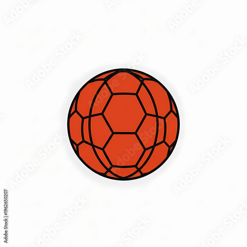 A red and black detailed soccer ball, isolated and ready for action. The ball is designed with a series of connected shapes, forming a perfect sphere
