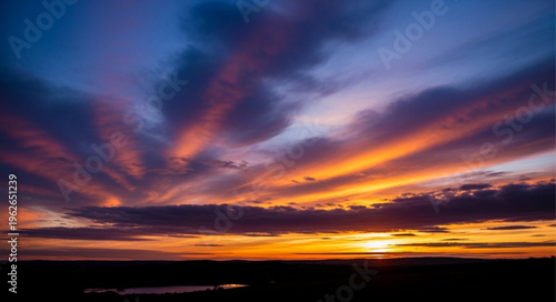 Vibrant Sunset Sky with Clouds.