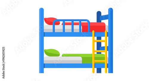 Vibrant bunk bed illustration suggesting shared childhood room design and space utilization for