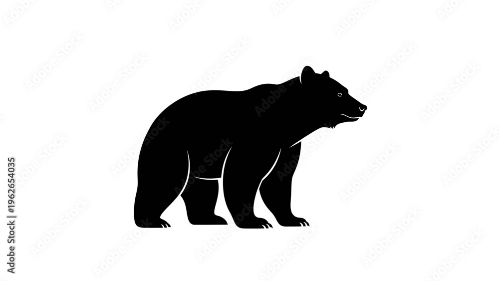 Obraz premium Black bear silhouette graphic illustration on white background