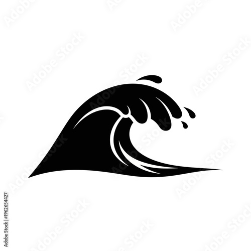 Powerful ocean wave graphic illustration with splashing water, a dynamic symbol for maritime themes, surf brands, and water-related projects