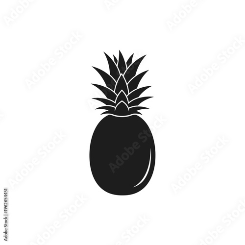Striking black silhouette of a tropical pineapple fruit, perfect for summer designs and healthy food concepts. A clean, modern graphic illustration