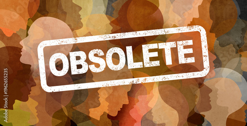 Fotografi Obsolete Workers or unemployment and job loss due to technological changes with
