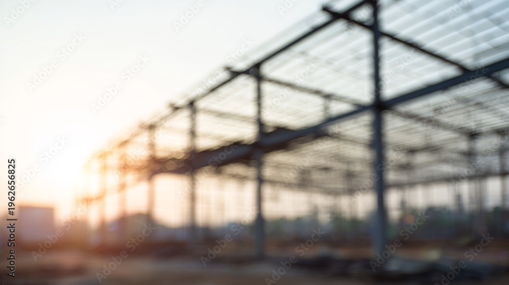 Fototapeta premium erection. A steel frame structure in progress, capturing the essence of industrial development and modern construction. safety posters. 