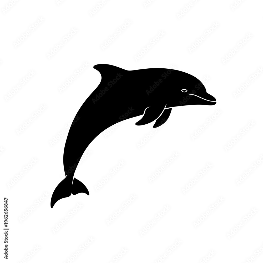 Fototapeta premium black dolphin silhouette jumping out of water