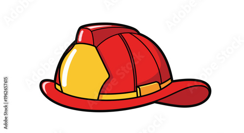 Vibrant illustration of a classic firefighter helmet with protective design and bright coloration