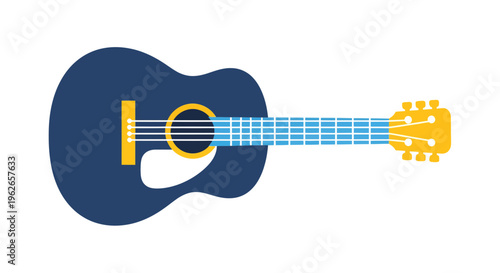 Vibrant minimalist acoustic guitar illustration with creative color harmony