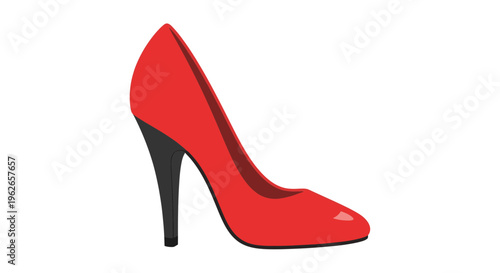 Vibrant scarlet stiletto with obsidian heel, a bold fashion statement for empowered individuals
