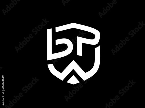 monogram of the letters bpw is in the shape of a shield