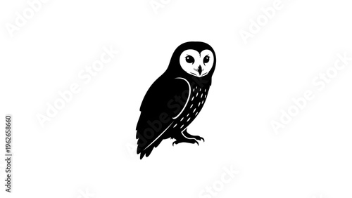 black silhouette of an owl on white background