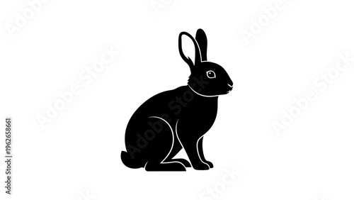 black silhouette of a sitting rabbit