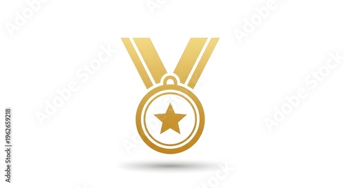 Golden Award Medal Icon with Star Isolated Vector Graphic isolated PNG with Transparent Background
