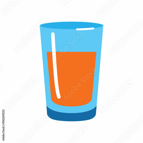 A vibrant glass of juice filled and ready to drink, with blue glass design